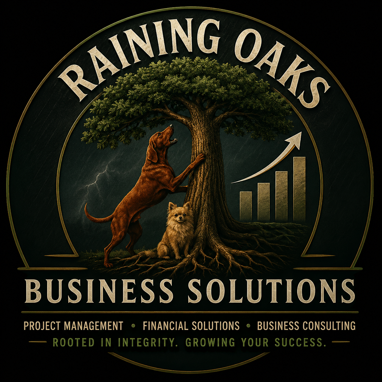 Raining Oaks Business Solutions oak tree logo